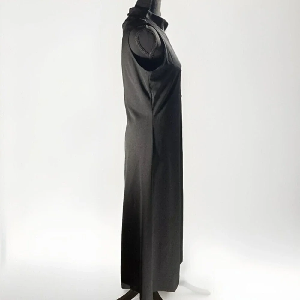 NWT VTG 90s Y2k Black Dress M Full Length Long‎ Mock Neck Bra Goth Witchy Grunge
